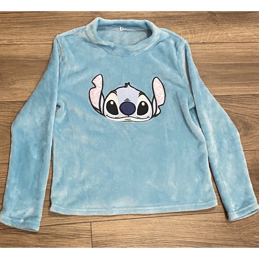 Disney Stitch Kids Furry Embroidered Sleep Wear Top Sweat Shirt Small 4-6 Soft
